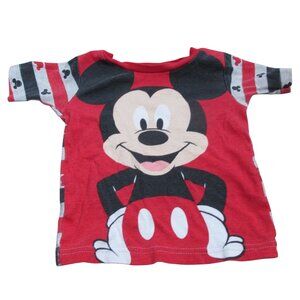 Disney Mickey Mouse Pullover Pajama Shirt Boys Size 24M Red‎ Black Short Sleeve